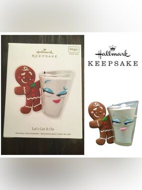 🆕HALLMARK KEEPSAKE - NWT - 2012 - LET’S GET IT ON - MILK AND COOKIES ORNAMENT